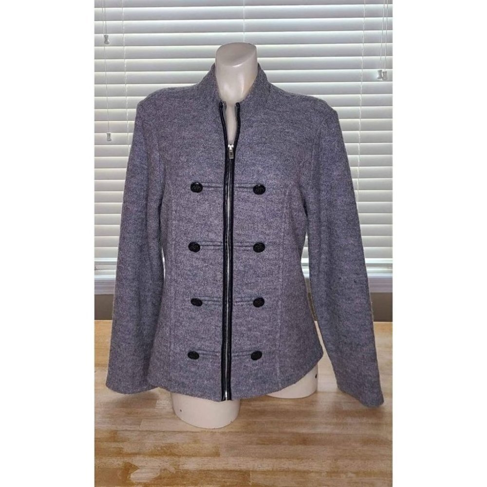 Size Medium August Silk Gray 100% Wool Jacket
